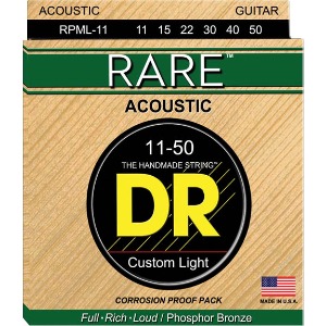 DR <br>RARE Acoustic String 레어 어쿠스틱기타줄 <br>Phosphor Bronze 포스포브론즈 <br>RPML-11, RPML11, 커스텀라이트 11-50