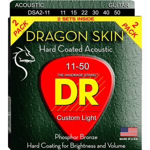 DR 디알 <br>드레곤스킨 1150 통기타줄 2팩 <br>DragonSkin Acoustic 1+1 <Br>K3코팅,포스포브론즈 <br>DSA211