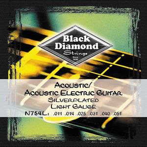블랙다이아몬드 <br>Blackdiamond <br>N754L 통기타줄 <br>실버플레이트(11-51)